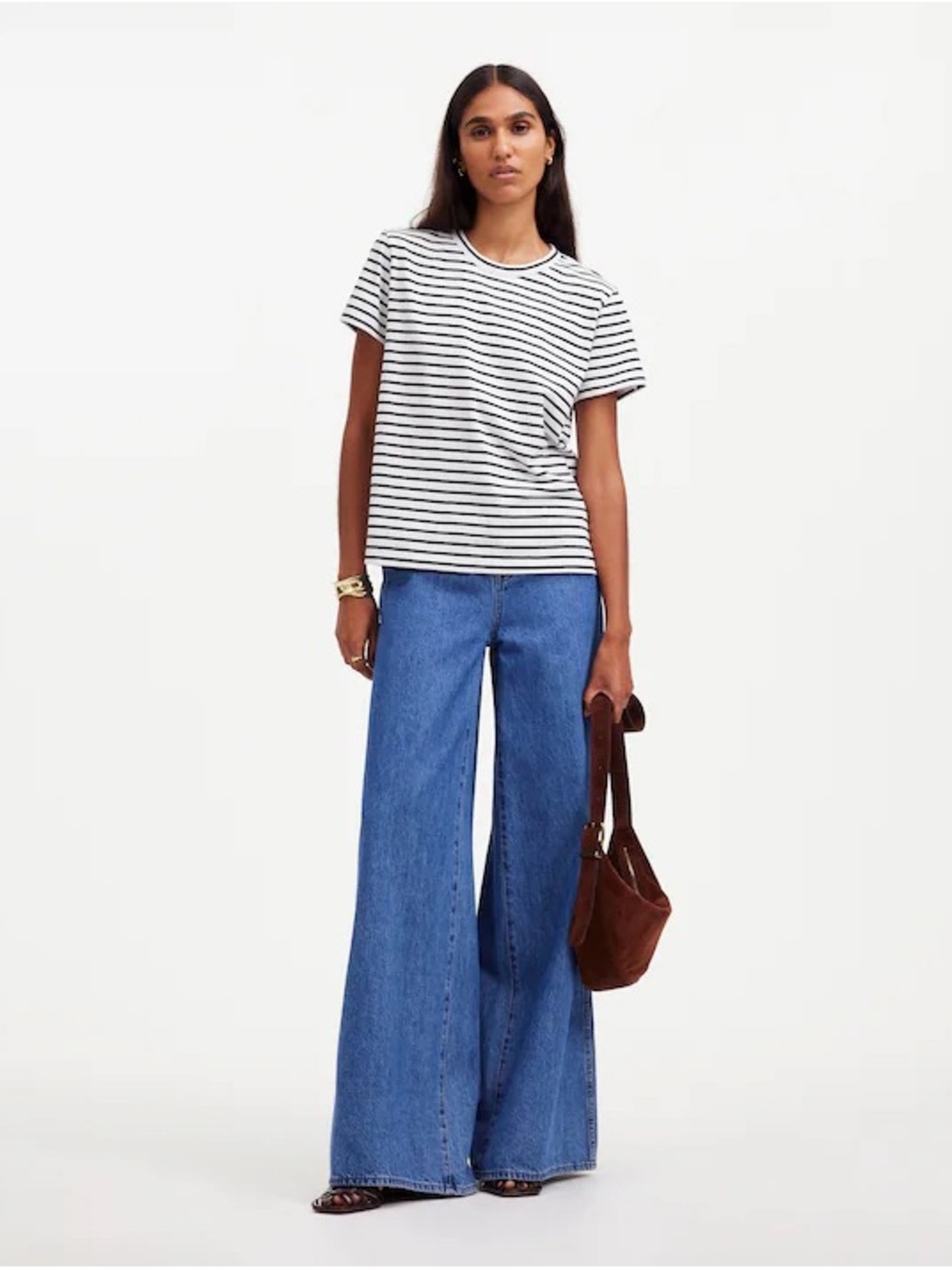 Madewell Striped Short-Sleeve Crewneck Tee - White/Black - Picture 2 of 6